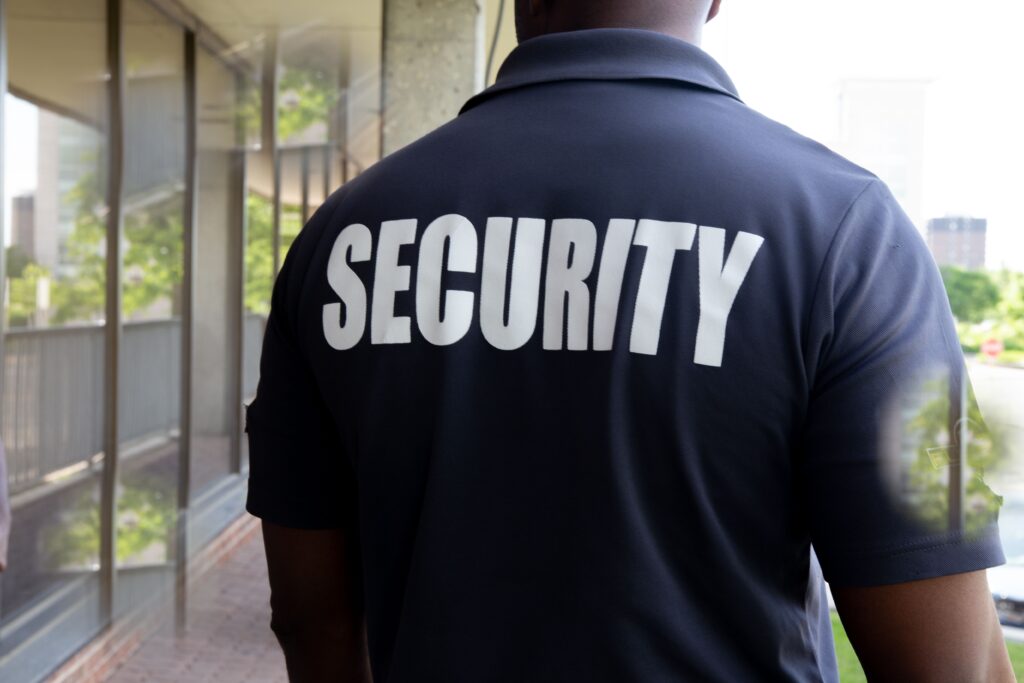 Security guard patrolling office building